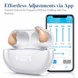 Rechargeable Invisible OTC Hearing Aids: App Control – Discreet In-Ear CIC for Seniors, Digital Noise Reduction & Tinnitus Support, Beige (Pair)
