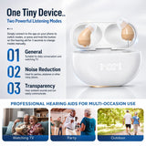 Rechargeable Invisible OTC Hearing Aids: App Control – Discreet In-Ear CIC for Seniors, Digital Noise Reduction & Tinnitus Support, Beige (Pair)
