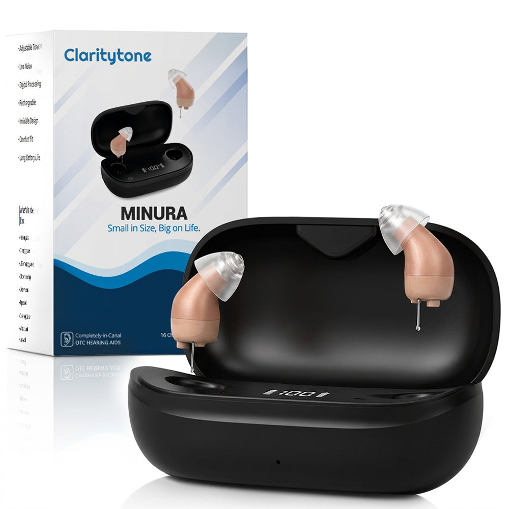 Minura: Discreet CIC Hearing Aid for Seniors - Rechargeable In-Ear Design - 16-Channel Noise Reduction & Clear Sound - No Smartphone Required